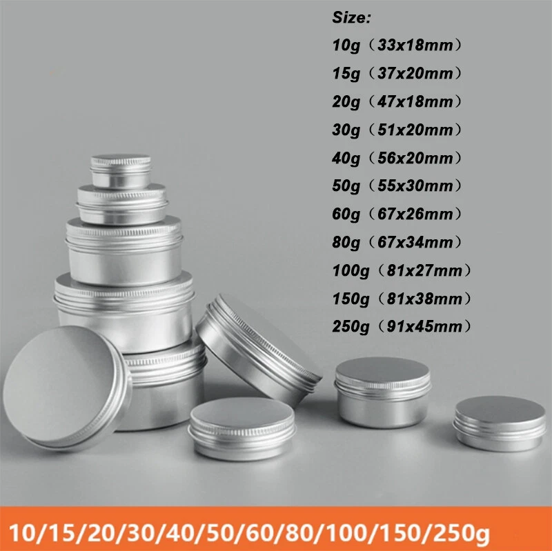 Aluminum Tin Jars Metal Empty Storage Box DIY Cosmetic Packaging Case 10g-250g - Image 4 view 1