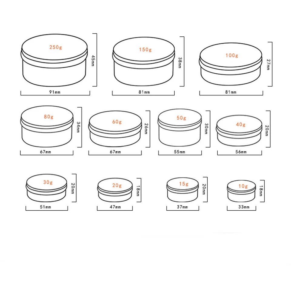 Aluminum Tin Jars Metal Empty Storage Box DIY Cosmetic Packaging Case 10g-250g - Image 5 view 1